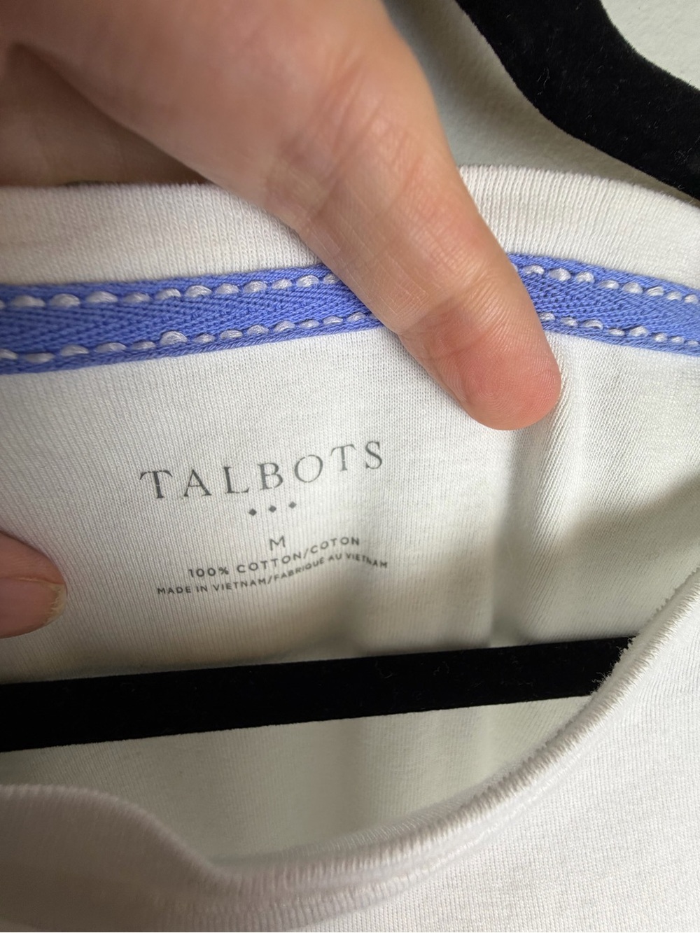 Talbots White Cotton 3/4 Sleeve Boatneck Top Size M